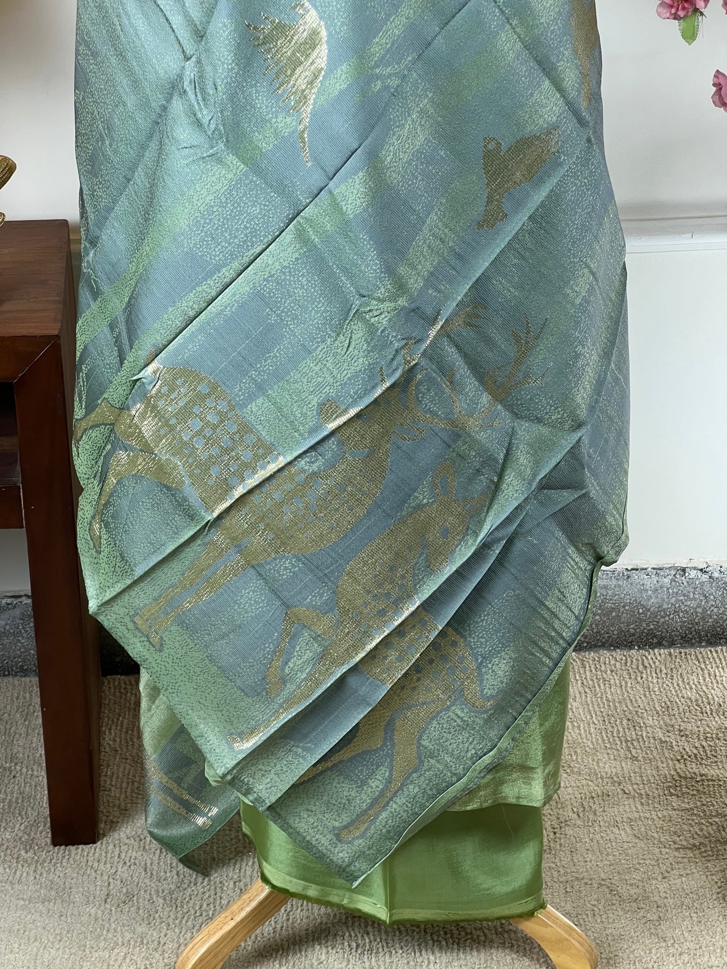 Top: Pure shimmer silk designer; Bottom: Pure soft opada; Dupatta: Pure shimmer silk designer;