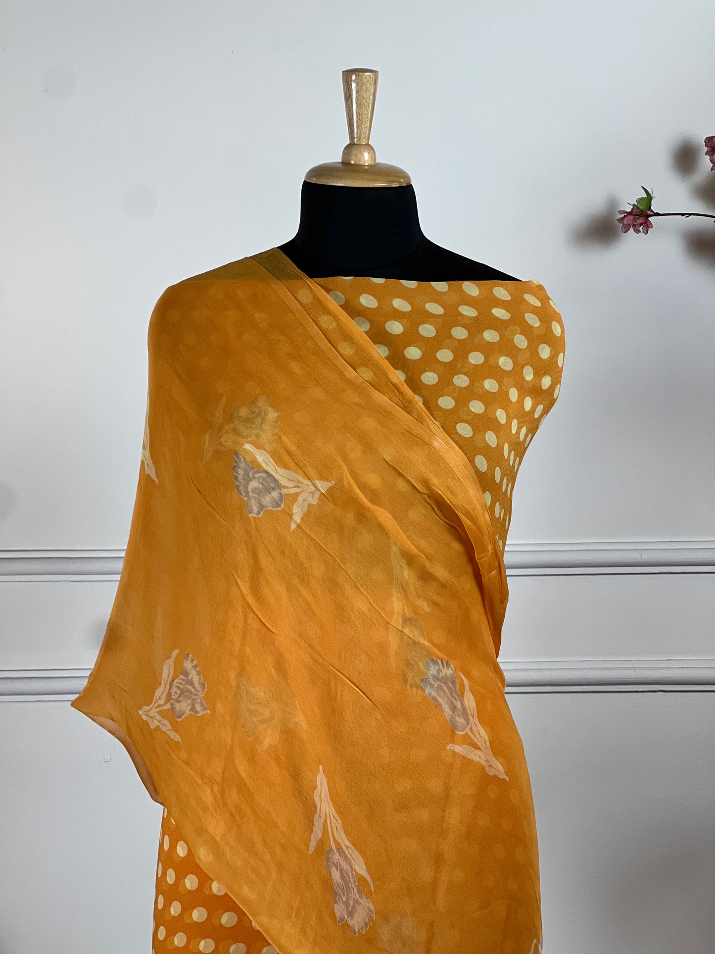 TOP: Jorgette polka dots ; BOTTOM: Crape ; DUPATTA: Pure digital print art no 0132