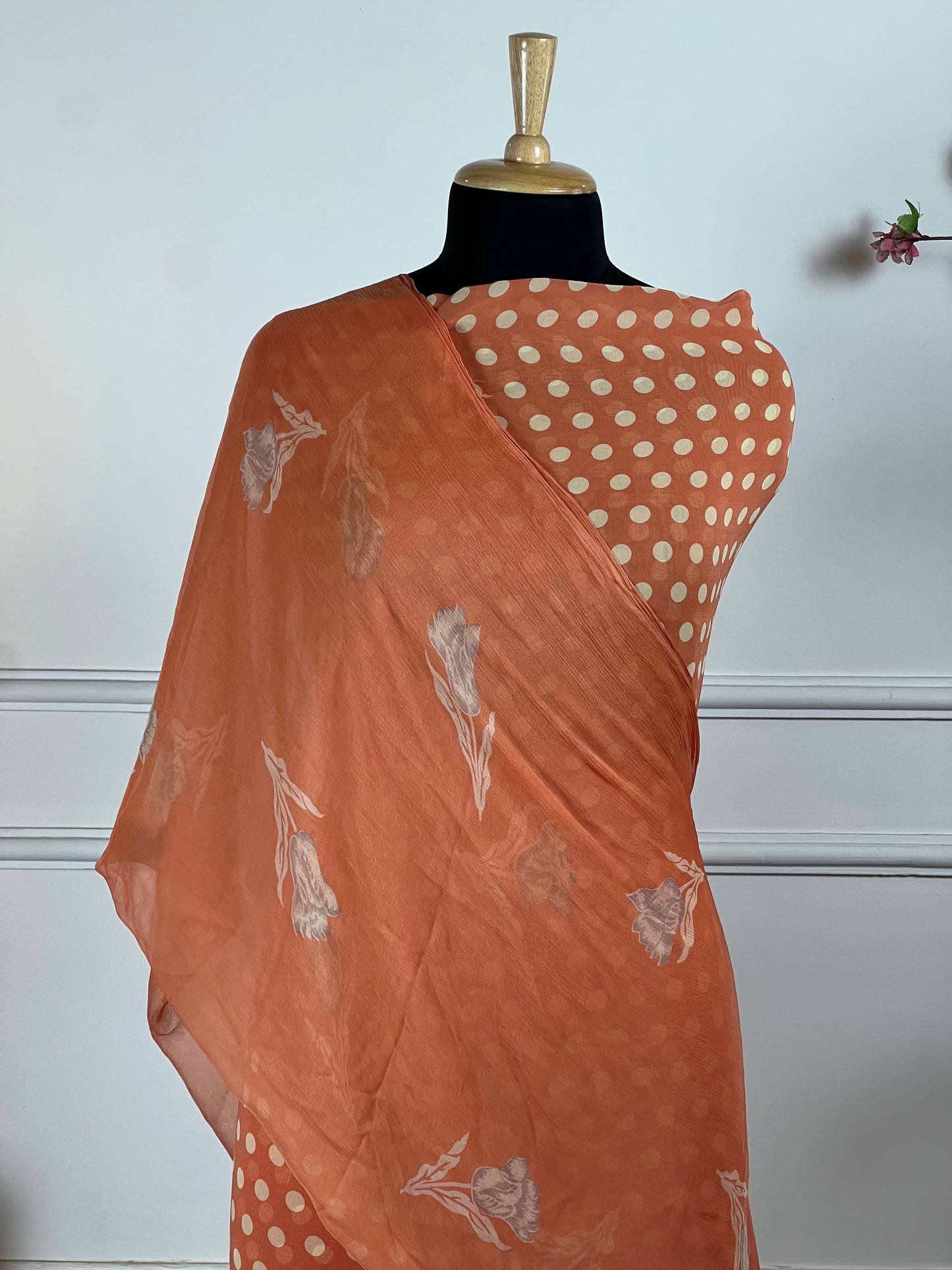 TOP: Jorgette polka dots ; BOTTOM: Crape ; DUPATTA: Pure digital print art no 0134