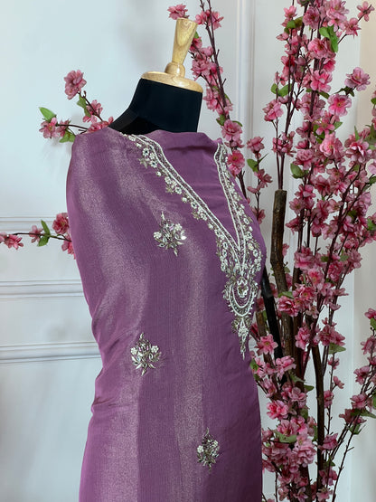 Top Pure ivory silk with pearl thread mirrors and nalki handwork Bottom Pure crape Dupatta Soft pure organja with lace work