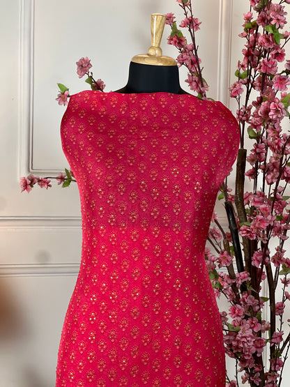 Top Pure organja silk with handwork border nalki sequins and moti work Bottom Plain pure opada Dupatta Pure organja Banarasi printed weaving with sequin and nalki handwork