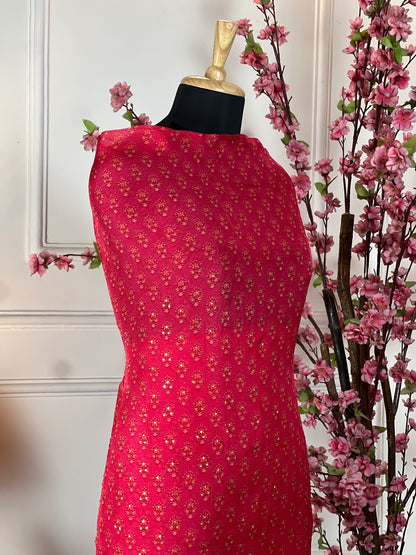 Top Pure organja silk with handwork border nalki sequins and moti work Bottom Plain pure opada Dupatta Pure organja Banarasi printed weaving with sequin and nalki handwork
