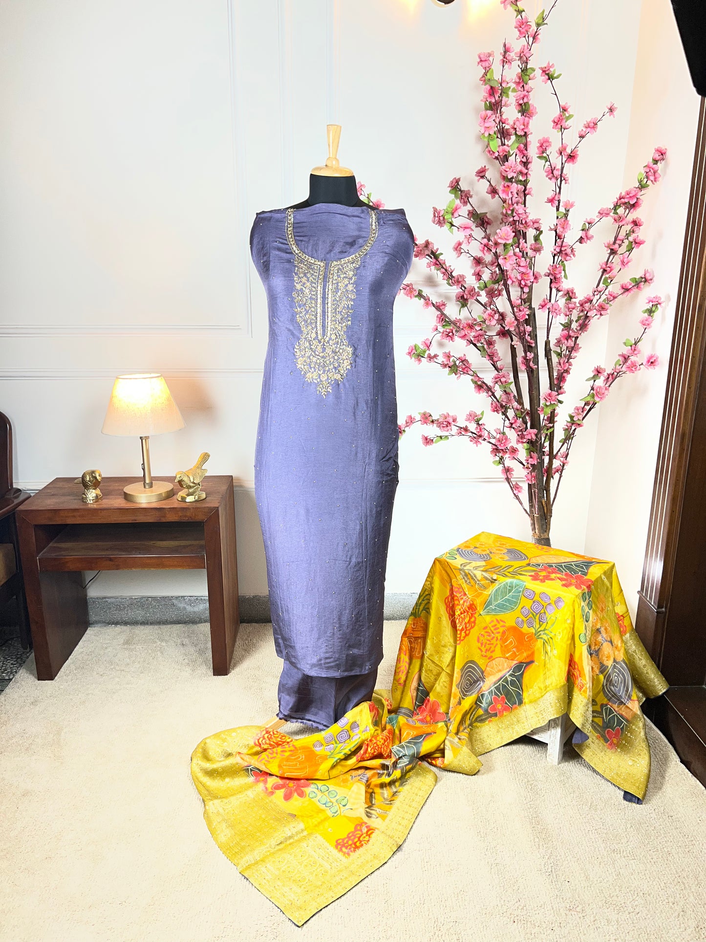 Top Pure osa silk with dabka nalki sequins and pearl handwork Bottom Pure soft opada silk Dupatta Pure Banarasi booti border printed dupatta