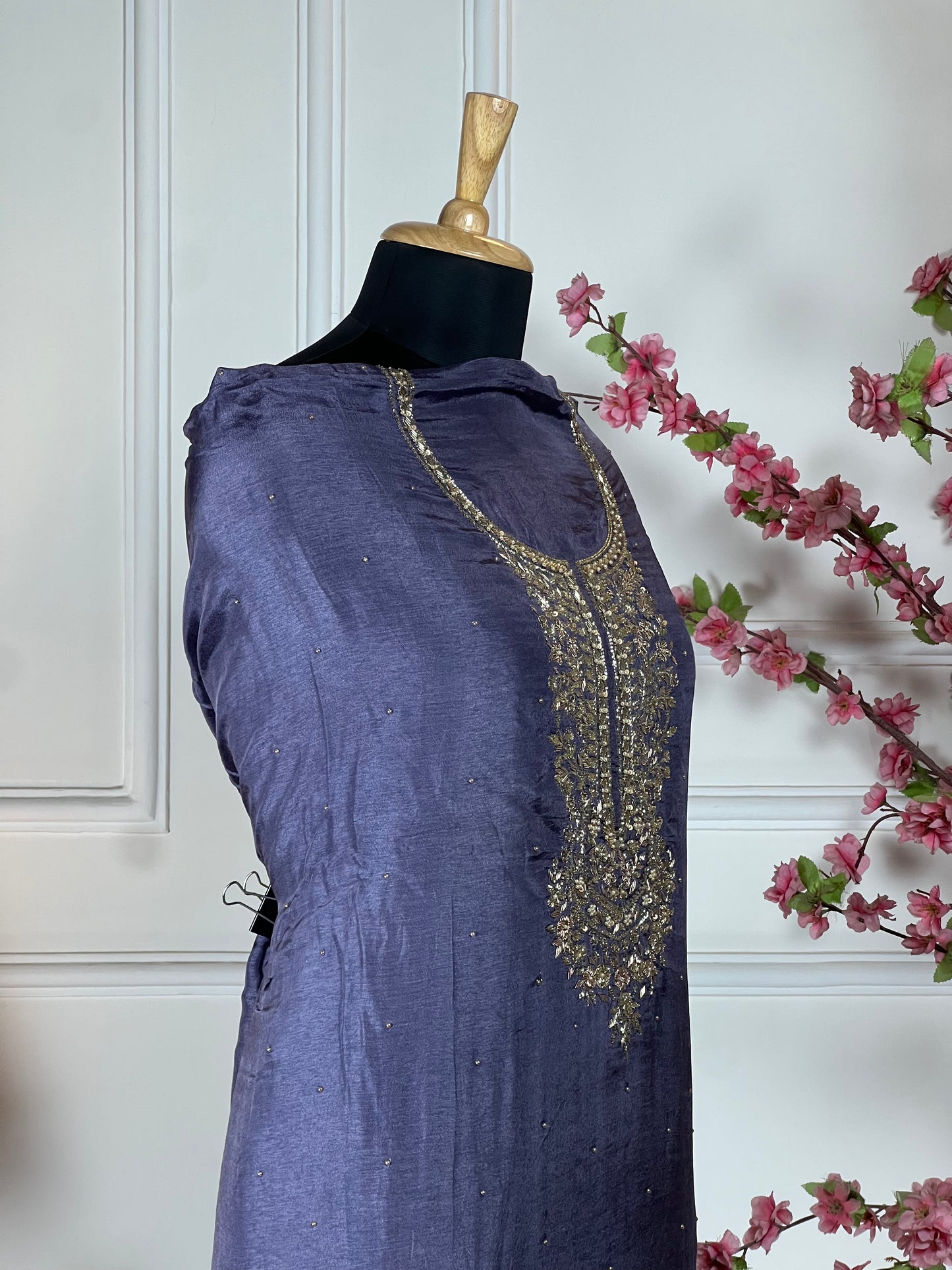 Top Pure osa silk with dabka nalki sequins and pearl handwork Bottom Pure soft opada silk Dupatta Pure Banarasi booti border printed dupatta