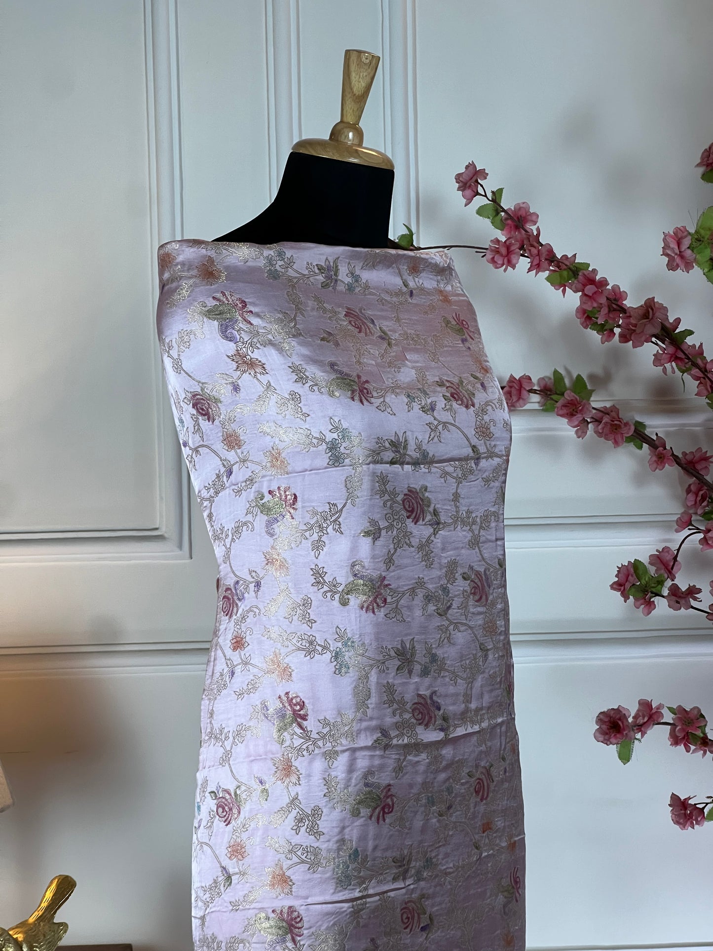 Top Pure katan silk colourful Banarasi weaving soft Bottom Plain crape Dupatta Pure chiffon painting work