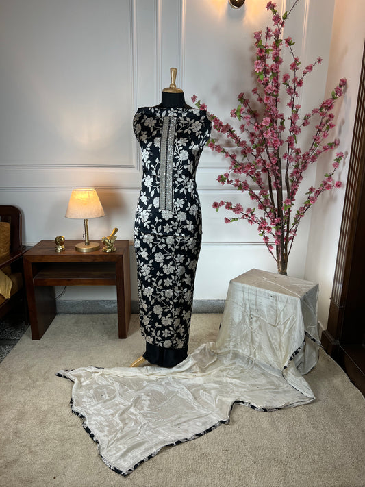 Top Pure satin silk print Bottom Pure soft pine silk Dupatta Pure soft pine silk