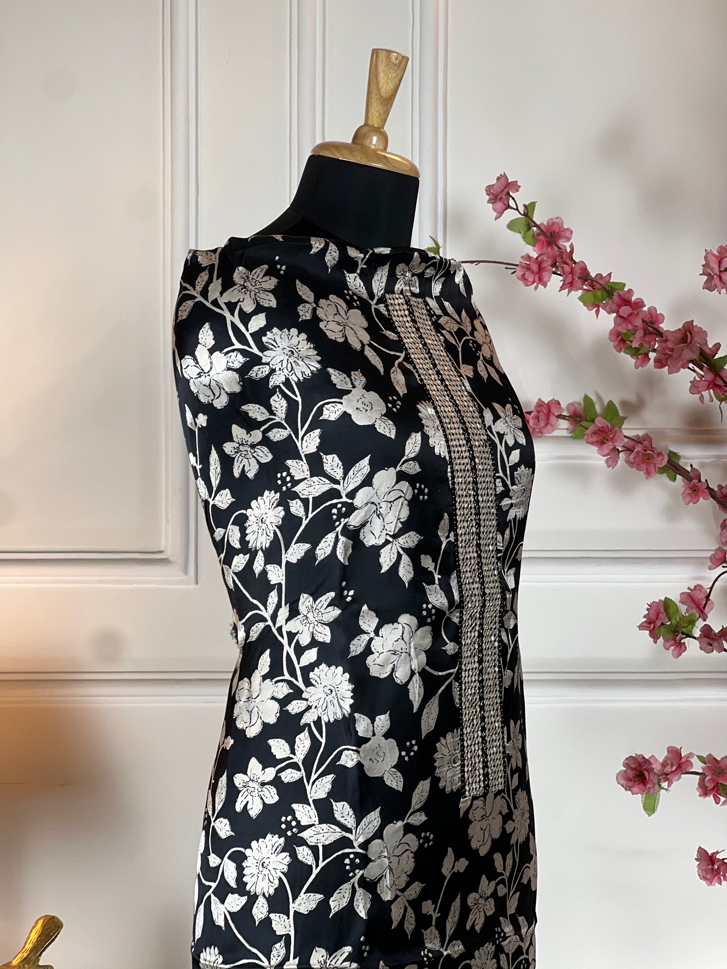 Top Pure satin silk print Bottom Pure soft pine silk Dupatta Pure soft pine silk