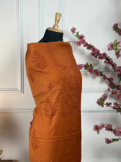 Top Pure mul fabric with same colour thread handwork Bottom Pure crape 225 m approx Dupatta Pure mul with same colour thread handwork and golden border