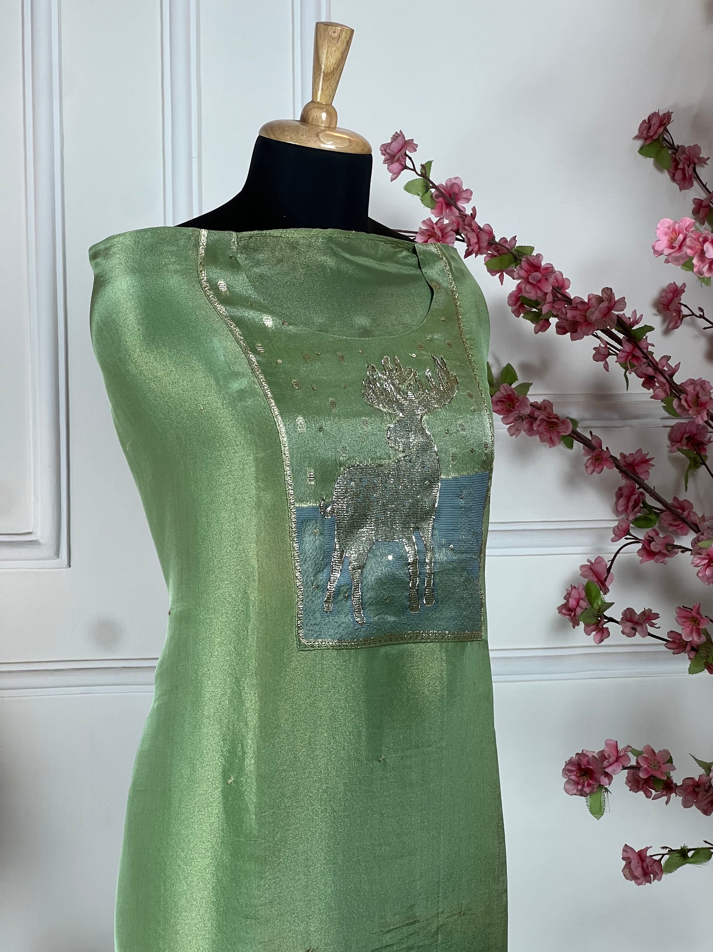 Top Pure shimmer silk designer Bottom Pure soft opada Dupatta Pure shimmer silk designer