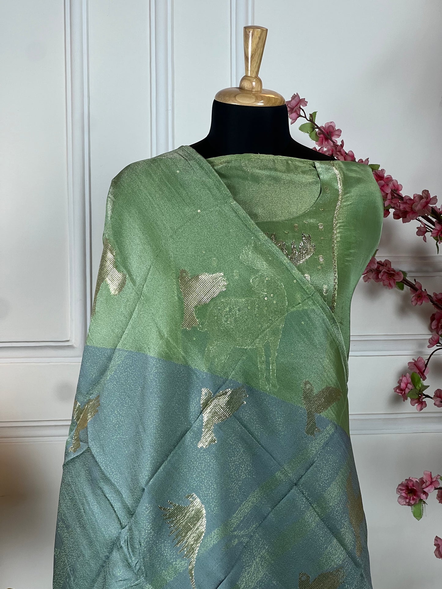 Top Pure shimmer silk designer Bottom Pure soft opada Dupatta Pure shimmer silk designer