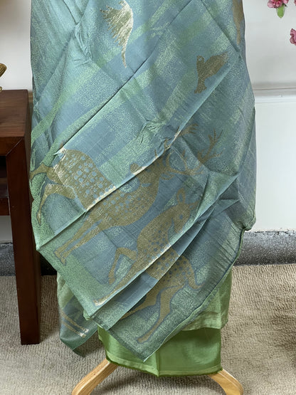 Top Pure shimmer silk designer Bottom Pure soft opada Dupatta Pure shimmer silk designer