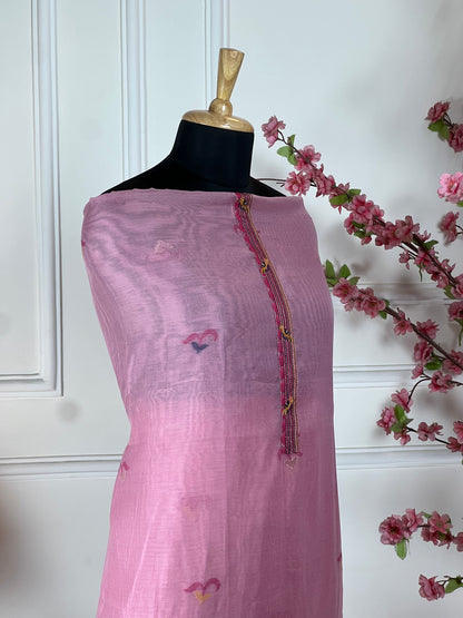 Top Pure Jamdani weaving print thread and sequin work on border Bottom Pure jam satin Dupatta Pure Jamdani weaving print and golden pipin