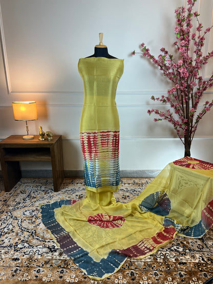 TOP: Twill Tie and dye ; BOTTOM: Muslin ; DUPATTA: Twill tie and dye  art no 0102