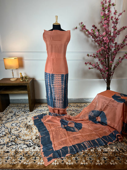 TOP: Twill Tie and dye ; BOTTOM: Muslin ; DUPATTA: Twill tie and dye  art no 0104