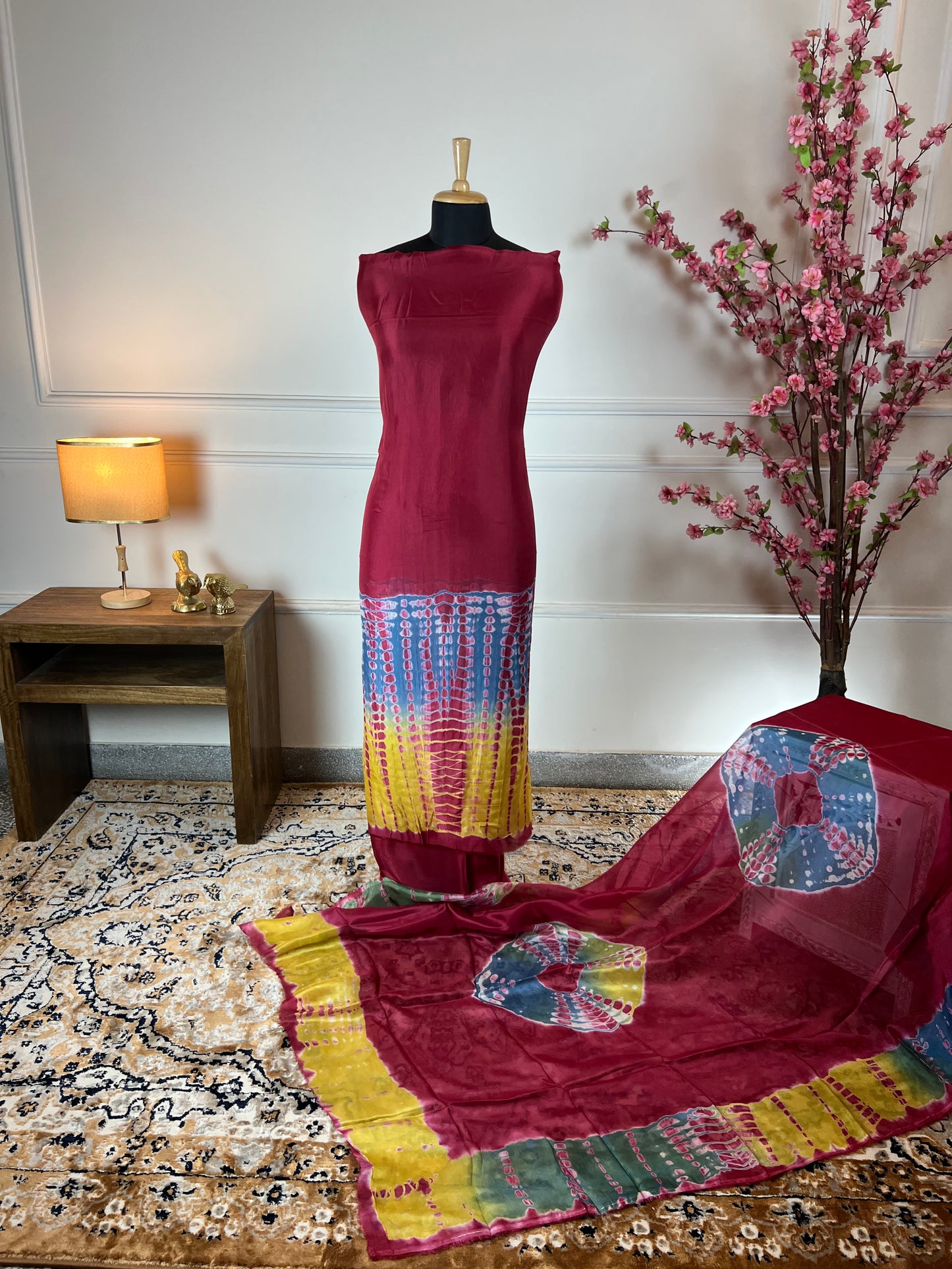 TOP: Twill Tie and dye ; BOTTOM: Muslin ; DUPATTA: Twill tie and dye  art no 0106