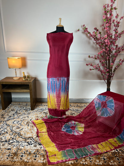 TOP: Twill Tie and dye ; BOTTOM: Muslin ; DUPATTA: Twill tie and dye  art no 0106