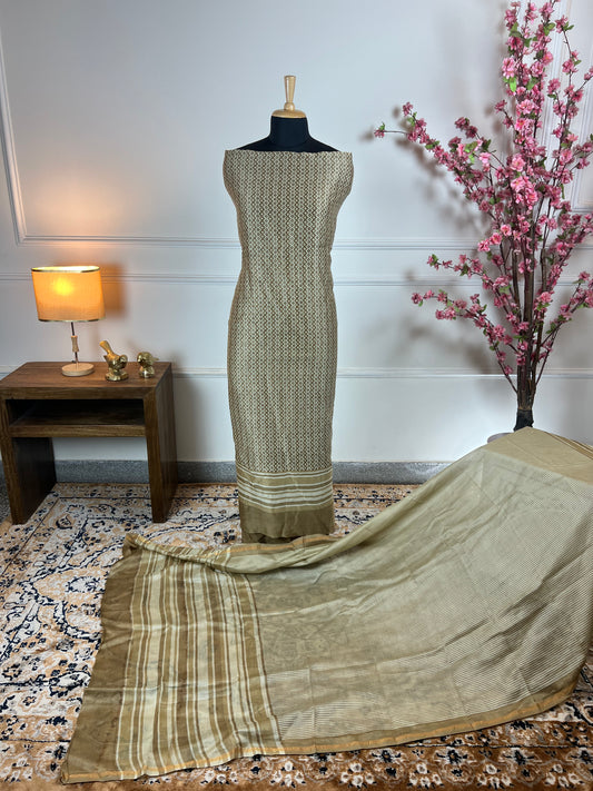 TOP: Maheshwari silk digital printed ; BOTTOM: Muslin ; DUPATTA: Maheshwari silk  art no 0120