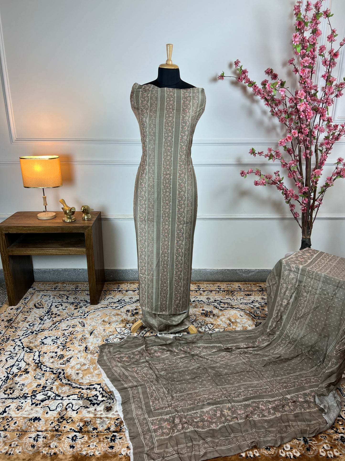 TOP: Muslin silk printed ; BOTTOM: Muslin silk printed ; DUPATTA: Muslin printed  art no 0124