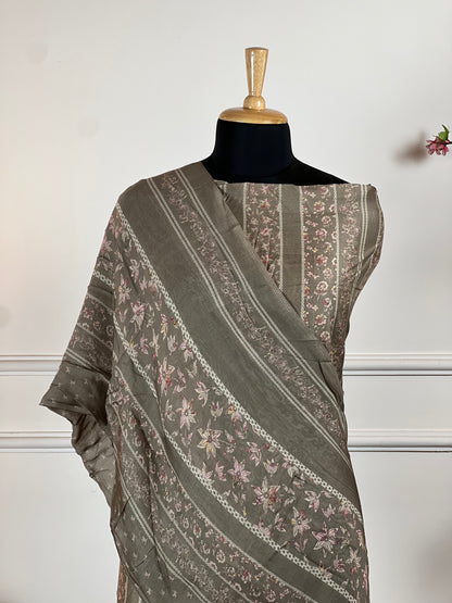 TOP: Muslin silk printed ; BOTTOM: Muslin silk printed ; DUPATTA: Muslin printed  art no 0124