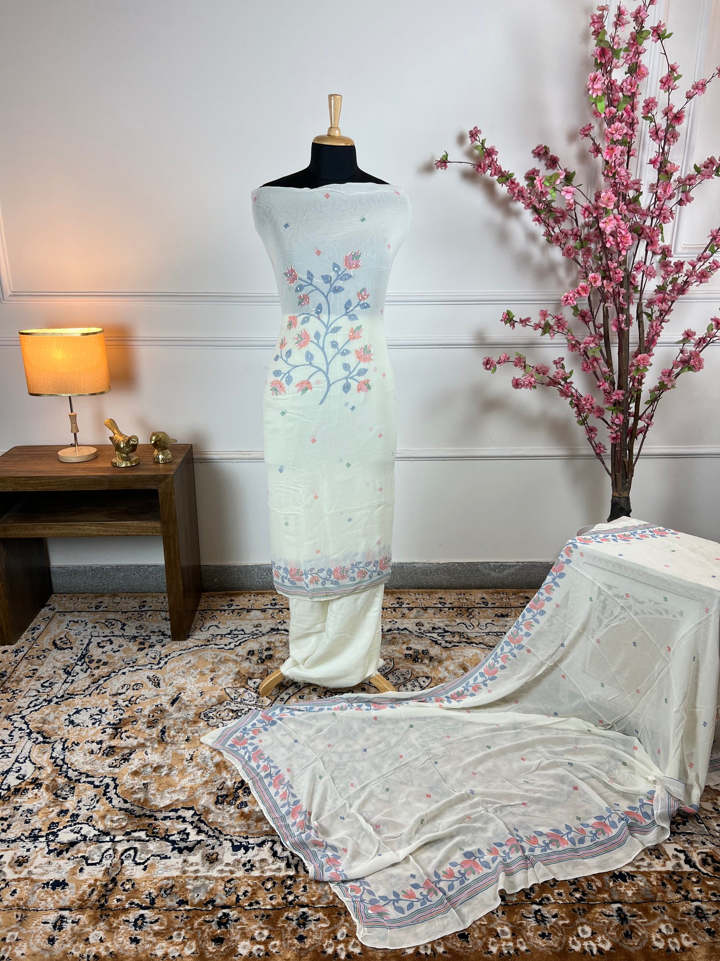 TOP: Jorgette designer printed ; BOTTOM: Pure muslin ; DUPATTA: Jorgette designer  art no 0125