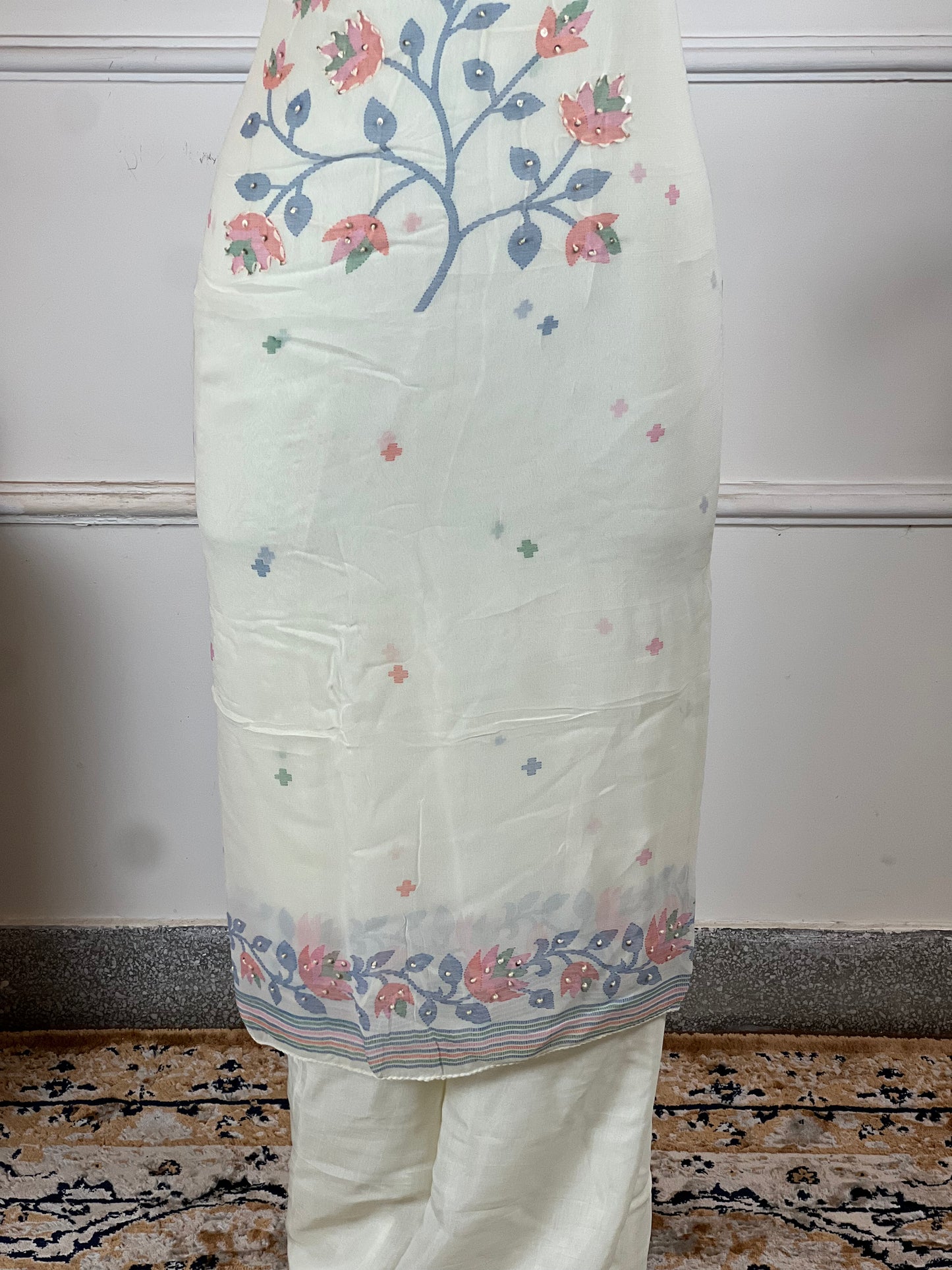 TOP: Jorgette designer printed ; BOTTOM: Pure muslin ; DUPATTA: Jorgette designer  art no 0125