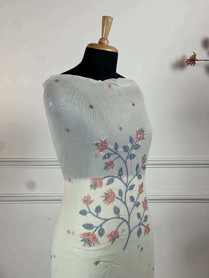TOP: Jorgette designer printed ; BOTTOM: Pure muslin ; DUPATTA: Jorgette designer  art no 0125