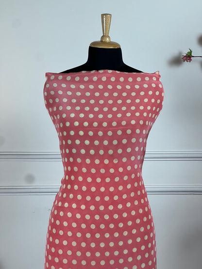 TOP: Crape polka dots ; BOTTOM: Crape ; DUPATTA: Pure printed  art no 0126