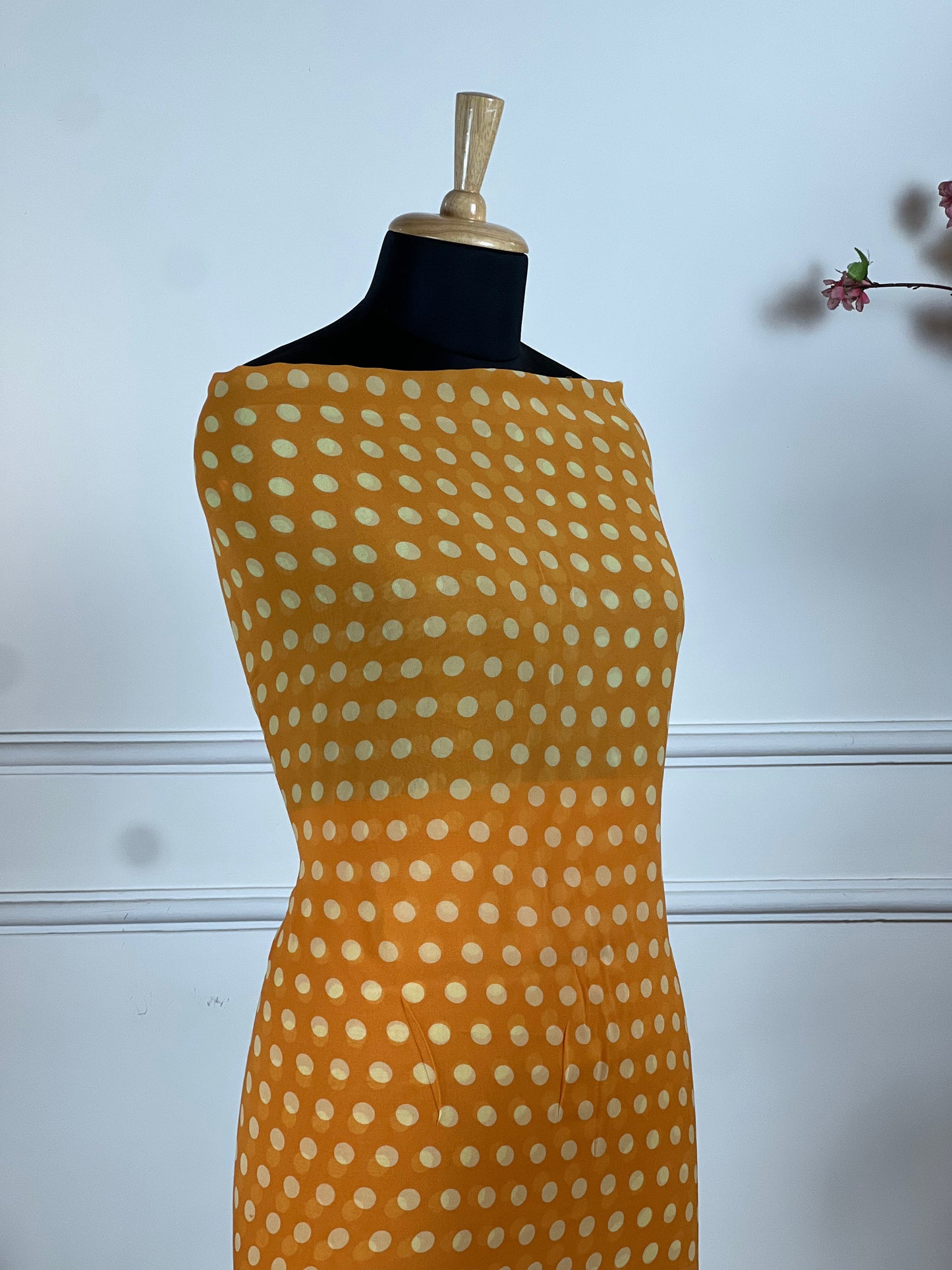 TOP: Jorgette polka dots ; BOTTOM: Crape ; DUPATTA: Pure digital print  art no 0132