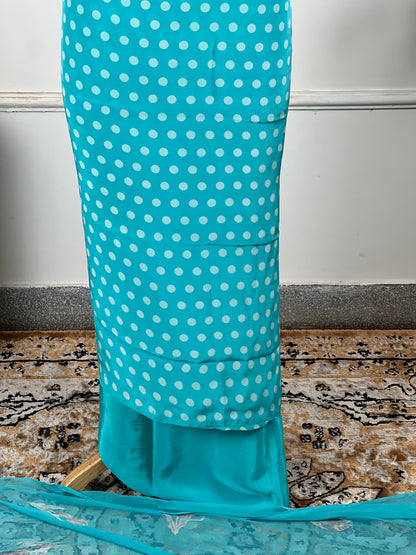 TOP: Crape polka dots ; BOTTOM: Crape ; DUPATTA: Pure digital print  art no 0133