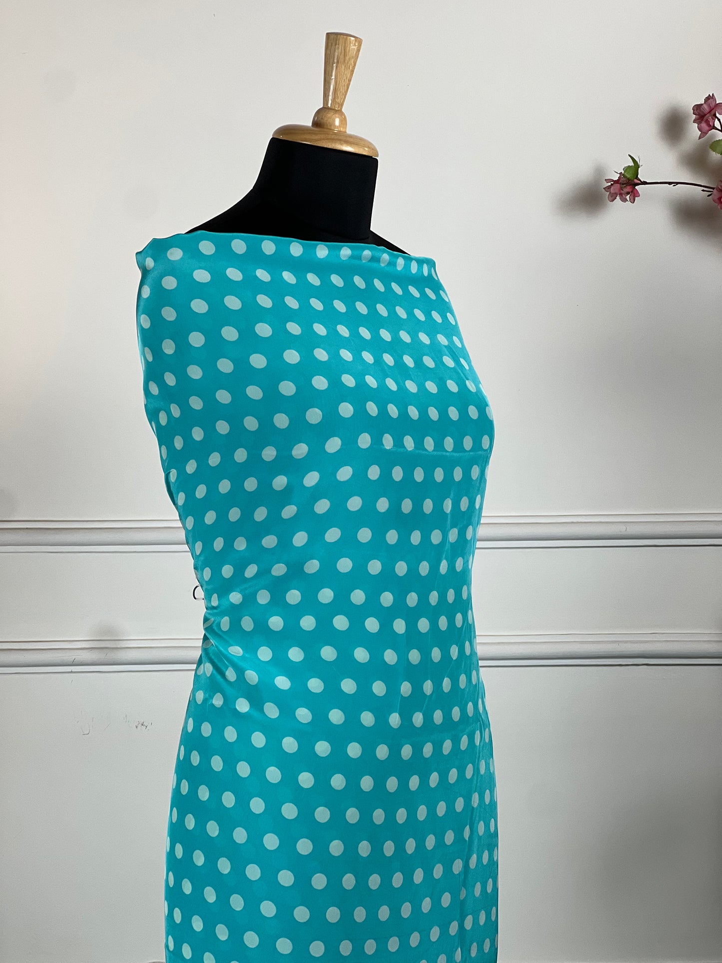 TOP: Crape polka dots ; BOTTOM: Crape ; DUPATTA: Pure digital print  art no 0133
