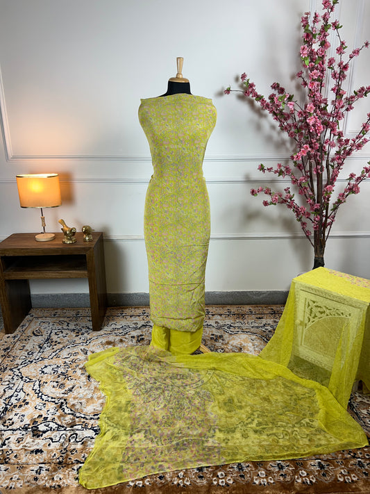 TOP: Crape digital print ; BOTTOM: Crape ; DUPATTA: Pure digital print  art no 0139