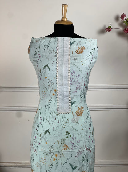 TOP: Mashlin digital print ; BOTTOM: Mashlin ; DUPATTA: Chiffon - Chinon Dup digital printed  art no 0147
