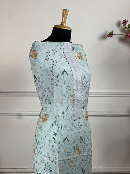 TOP: Mashlin digital print ; BOTTOM: Mashlin ; DUPATTA: Chiffon - Chinon Dup digital printed  art no 0147