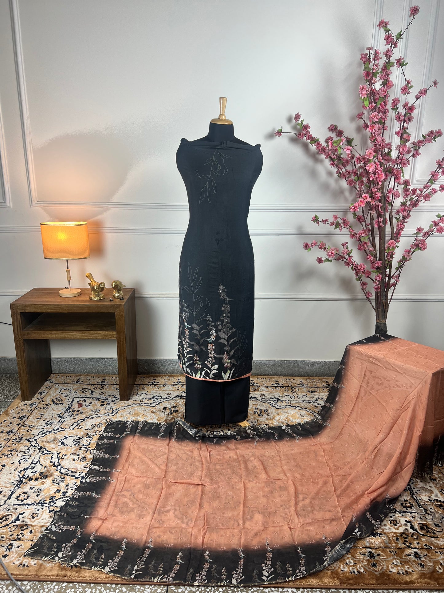 TOP: Mashlin digital print ; BOTTOM: Cotton ; DUPATTA: Mashlin digital printed  art no 0148