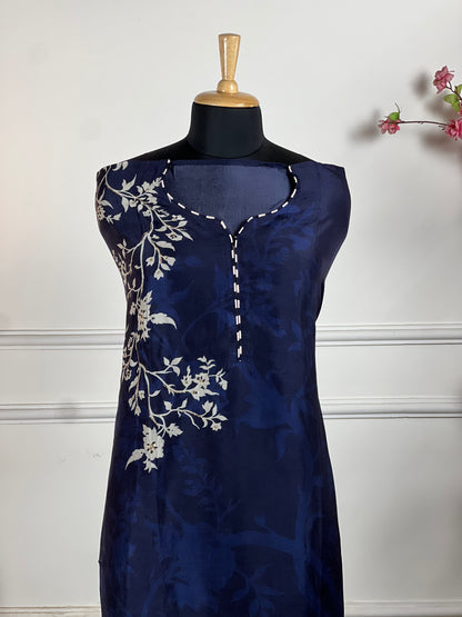 TOP: Mashlin digital print ; BOTTOM: Rayon silk ; DUPATTA: Mashlin digital print with tassels  art no 0149