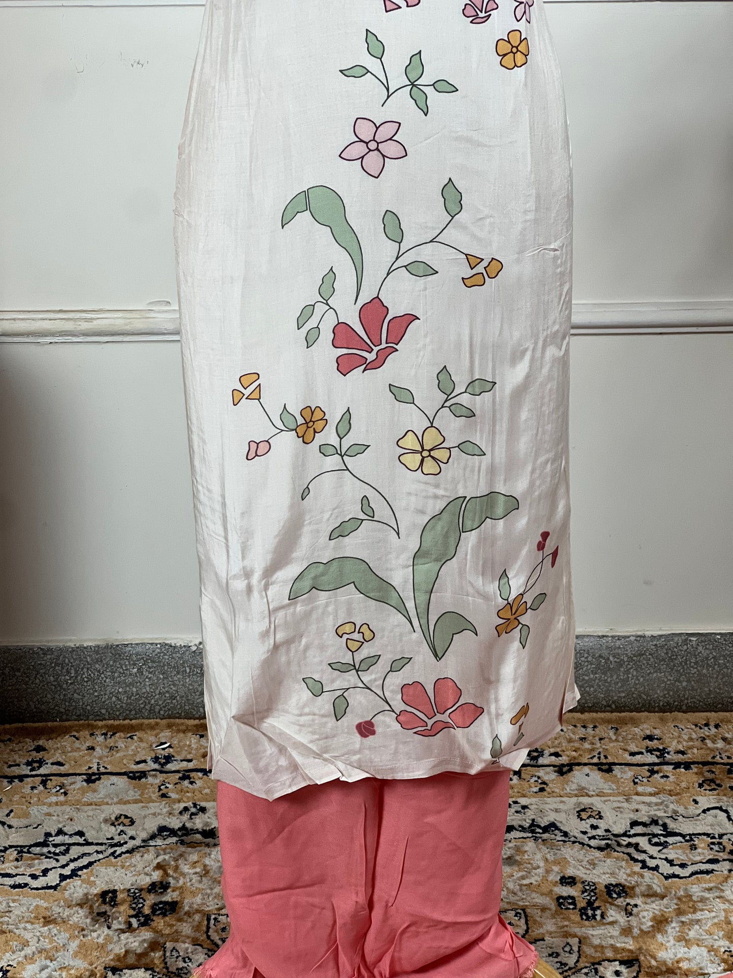 TOP: Mashlin digital print ; BOTTOM: Pure Rayon silk ; DUPATTA: Mashlin digital printed with Gota border  art no 0150