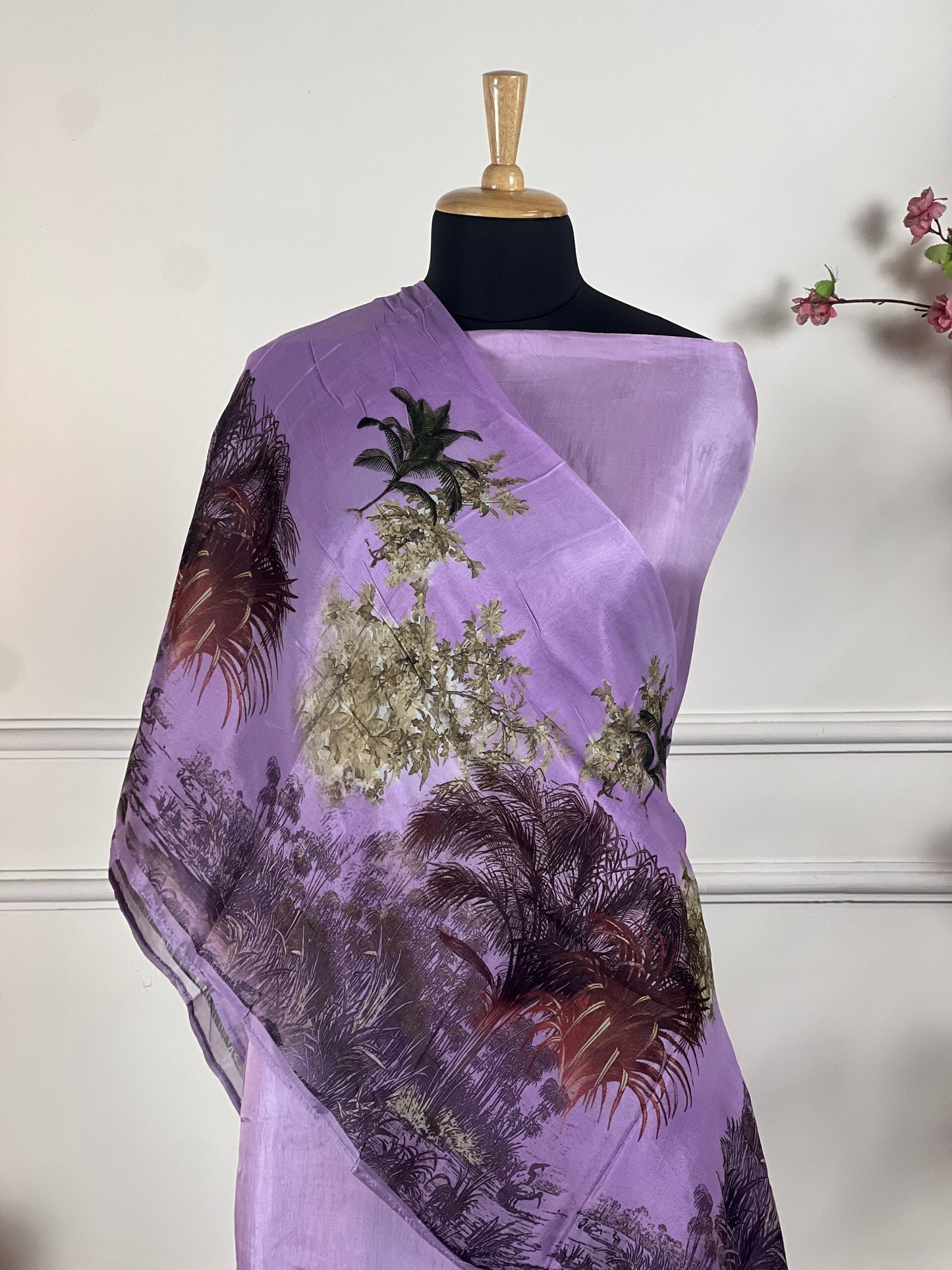 TOP: Habutai silk work on neck and border ; BOTTOM: Plain Jaam Satin ; DUPATTA: Pure Chinon digital printed  art no 0157