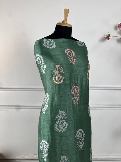 TOP: Khadi Muslin silk ; BOTTOM: Jaam cotton payal work ; DUPATTA: Mushlin digital print  art no 0164