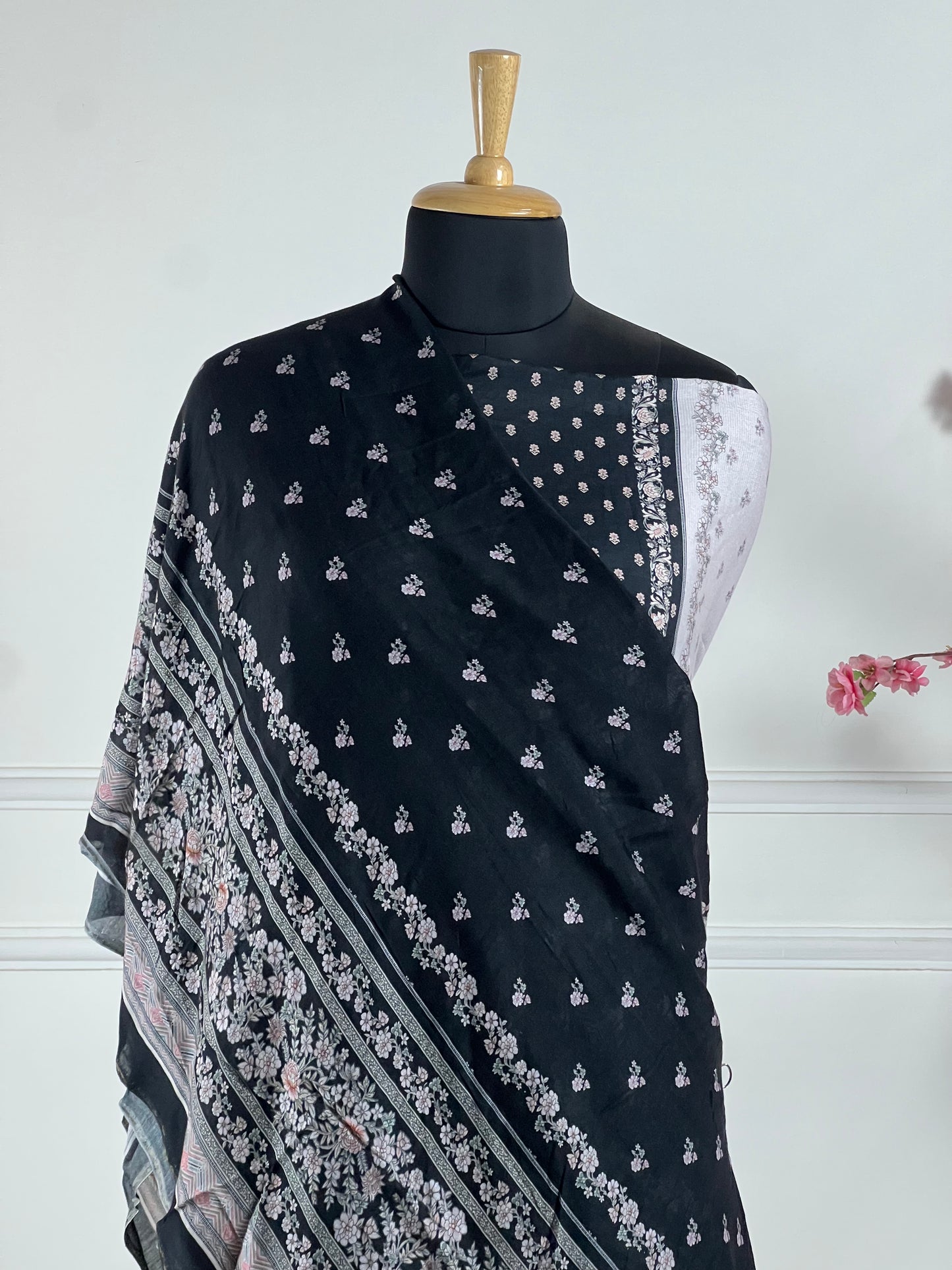 TOP: Muslin print pannel and handwork ; BOTTOM: Silk Santoon ; DUPATTA: Muslin printed  art no 0192