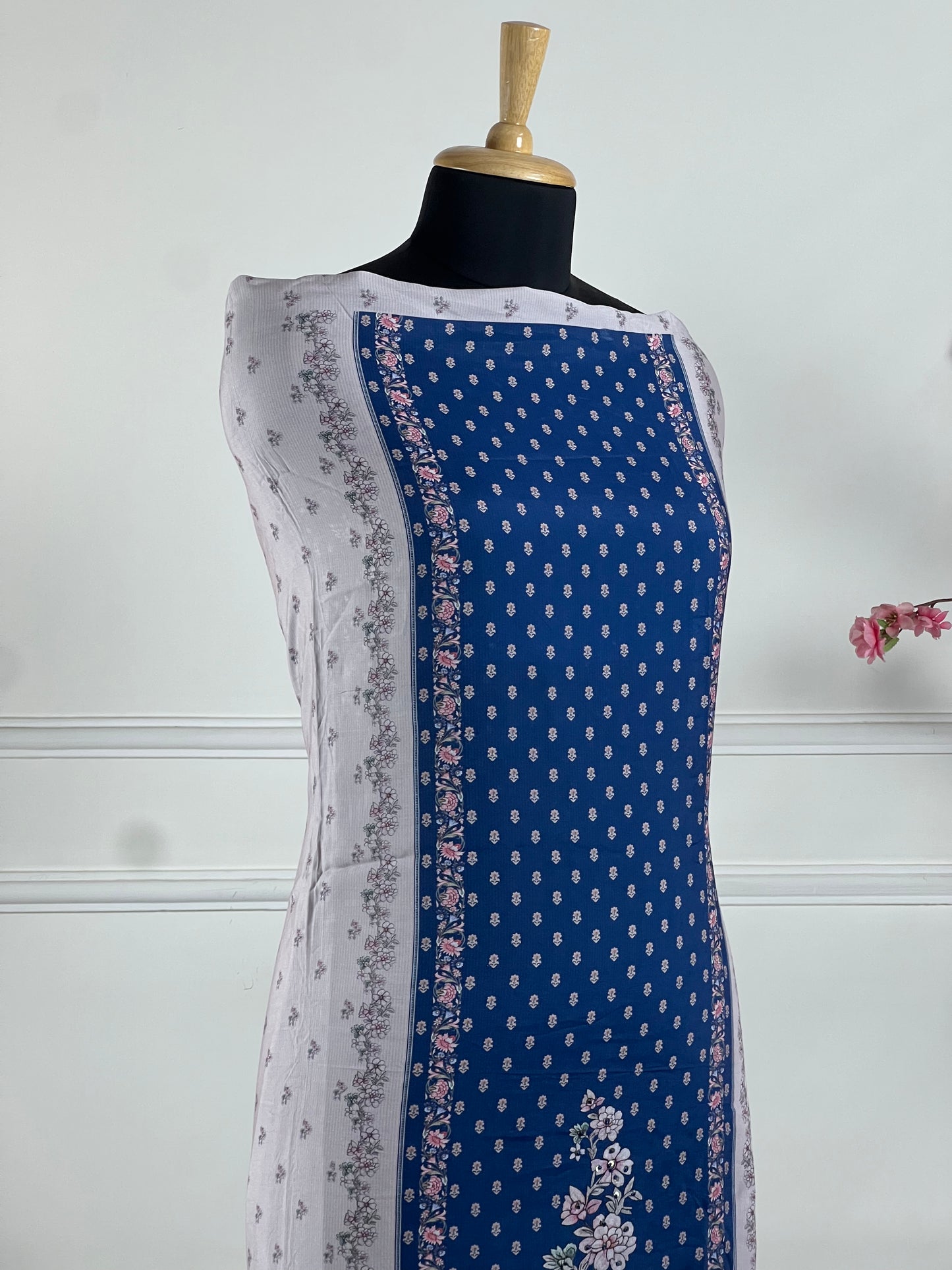 TOP: Muslin print pannel and handwork ; BOTTOM: Silk Santoon ; DUPATTA: Muslin printed  art no 0193