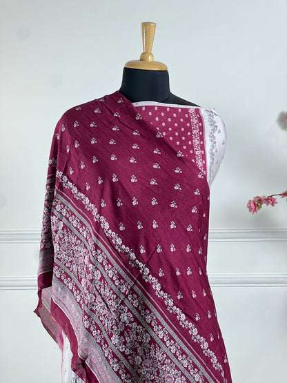 TOP: Muslin print pannel and handwork ; BOTTOM: Silk Santoon ; DUPATTA: Muslin printed  art no 0194