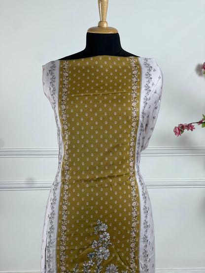 TOP: Muslin print pannel and handwork ; BOTTOM: Silk Santoon ; DUPATTA: Muslin printed  art no 0195