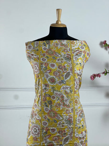 TOP: Lawn cotton Thread Jaal work and lace Digital print ; BOTTOM: Lawn Cotton ; DUPATTA: Muslin four side lace, Digital print  art no 0198