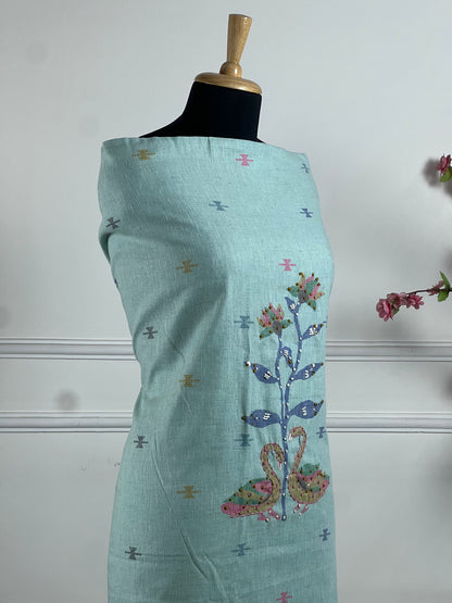 TOP: Kora cotton Hand work digital print ; BOTTOM: Malai Cotton ; DUPATTA: Kora Cotton digital printed Stall  art no 0199