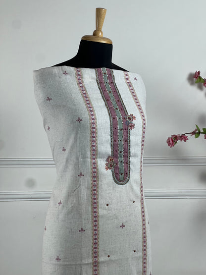 TOP: Kora cotton digital print handwork ; BOTTOM: Malai Cotton ; DUPATTA: Kora cotton digital printed stoll  art no 0200