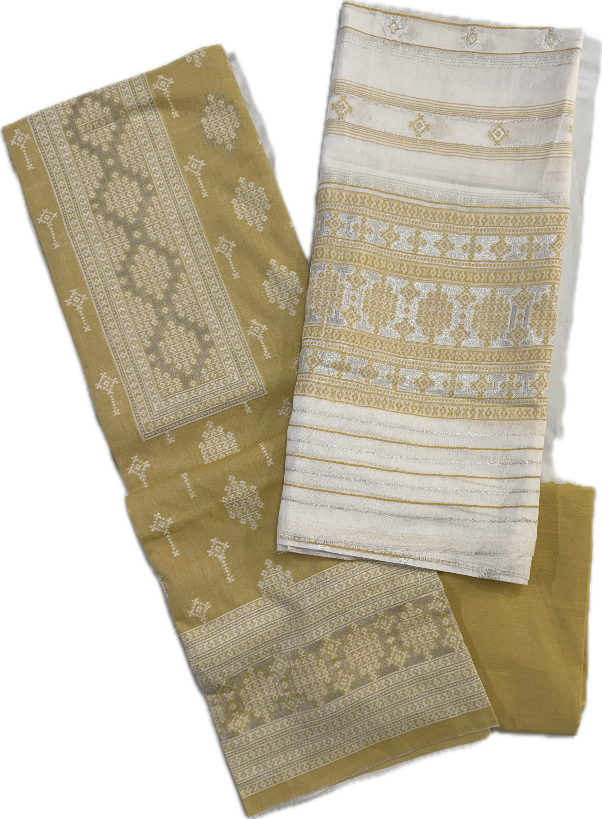 Olive green with ivory